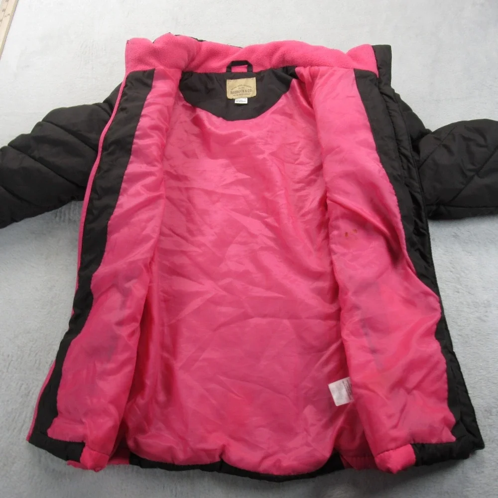 Roebuck & Co Jacket Youth Medium 10/12 Pink Colorblock Full Zip Insulated Winter
